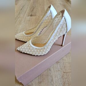 GIANVITO ROSSI Crystal Embellishments mesh and leather Pumps 36.5